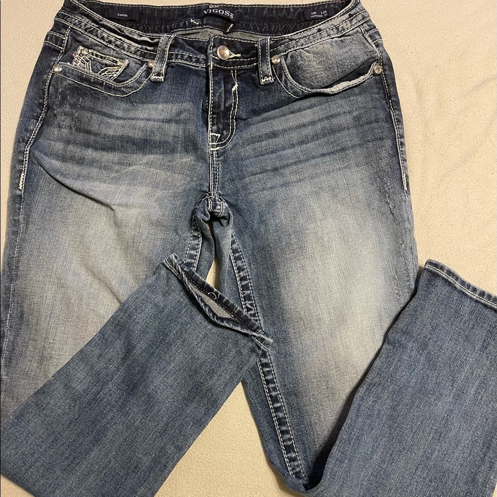 Vigoss Capri, distressed, heavy stitching/sequins